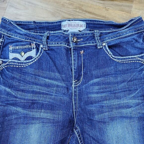 💇♀️Hydraulic Blue Bailey Embroidered Button Pocket Jeans Size 18 - Picture 4 of 12